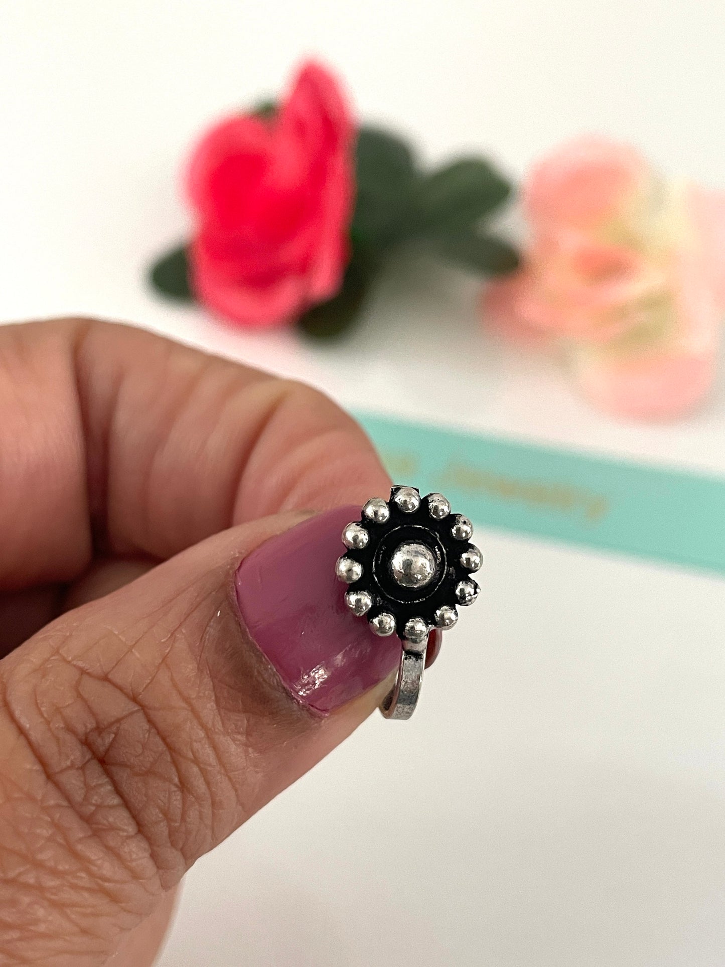 Oxidized Nose Pin: Marathi Nath, Pressed Nose Jewelry