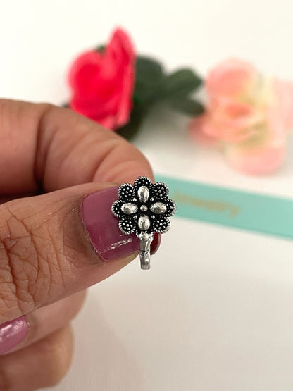 Oxidized Nose Pin: Marathi Nath, Pressed Nose Jewelry