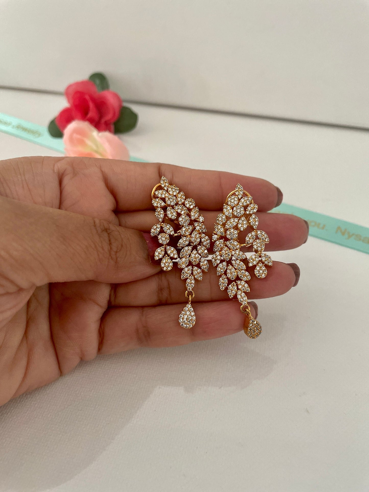 Stunning and Trendy AD CZ earrings / Gold plated AD Bollywood jhumke / American Diamond Earrings / Jhumka | Cubic zirconia earrings
