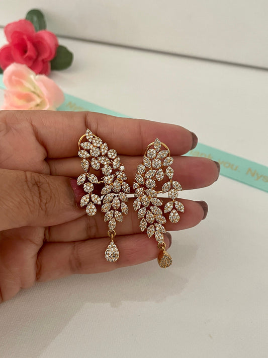 Stunning and Trendy AD CZ earrings / Gold plated AD Bollywood jhumke / American Diamond Earrings / Jhumka | Cubic zirconia earrings