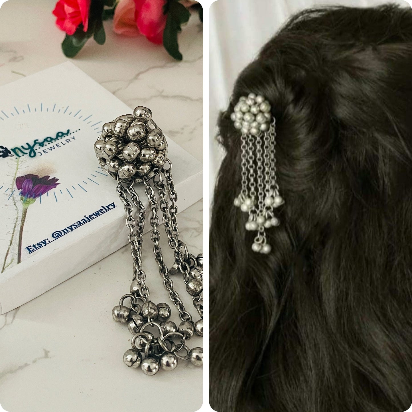 Oxidized Ghungroo Hair Pin: Bollywood Juda Accessory