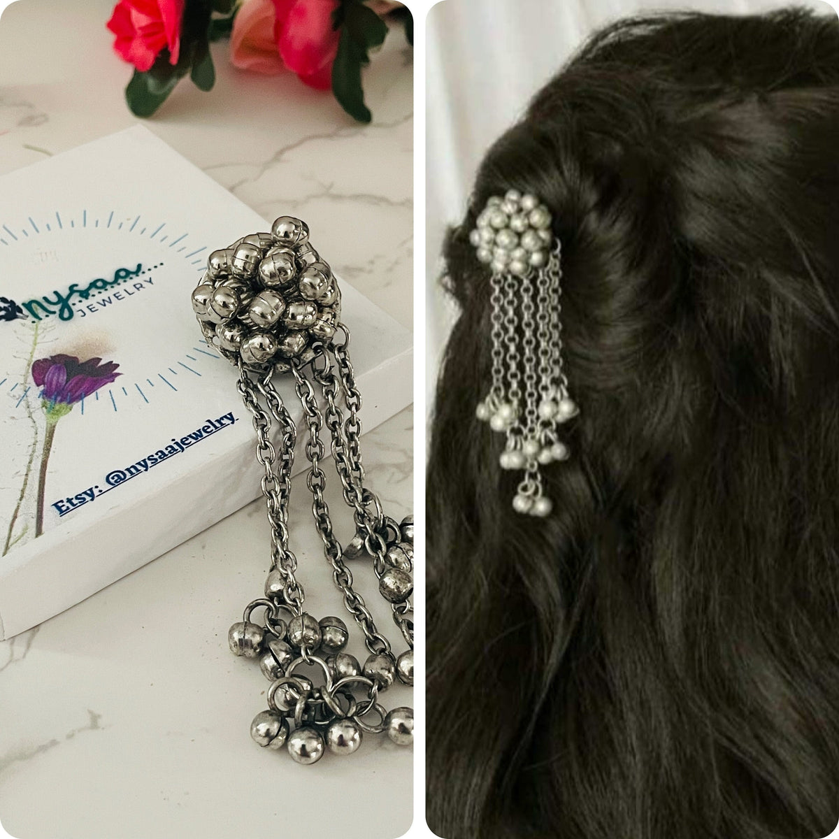 Oxidized Ghungroo Hair Pin: Bollywood Juda Accessory