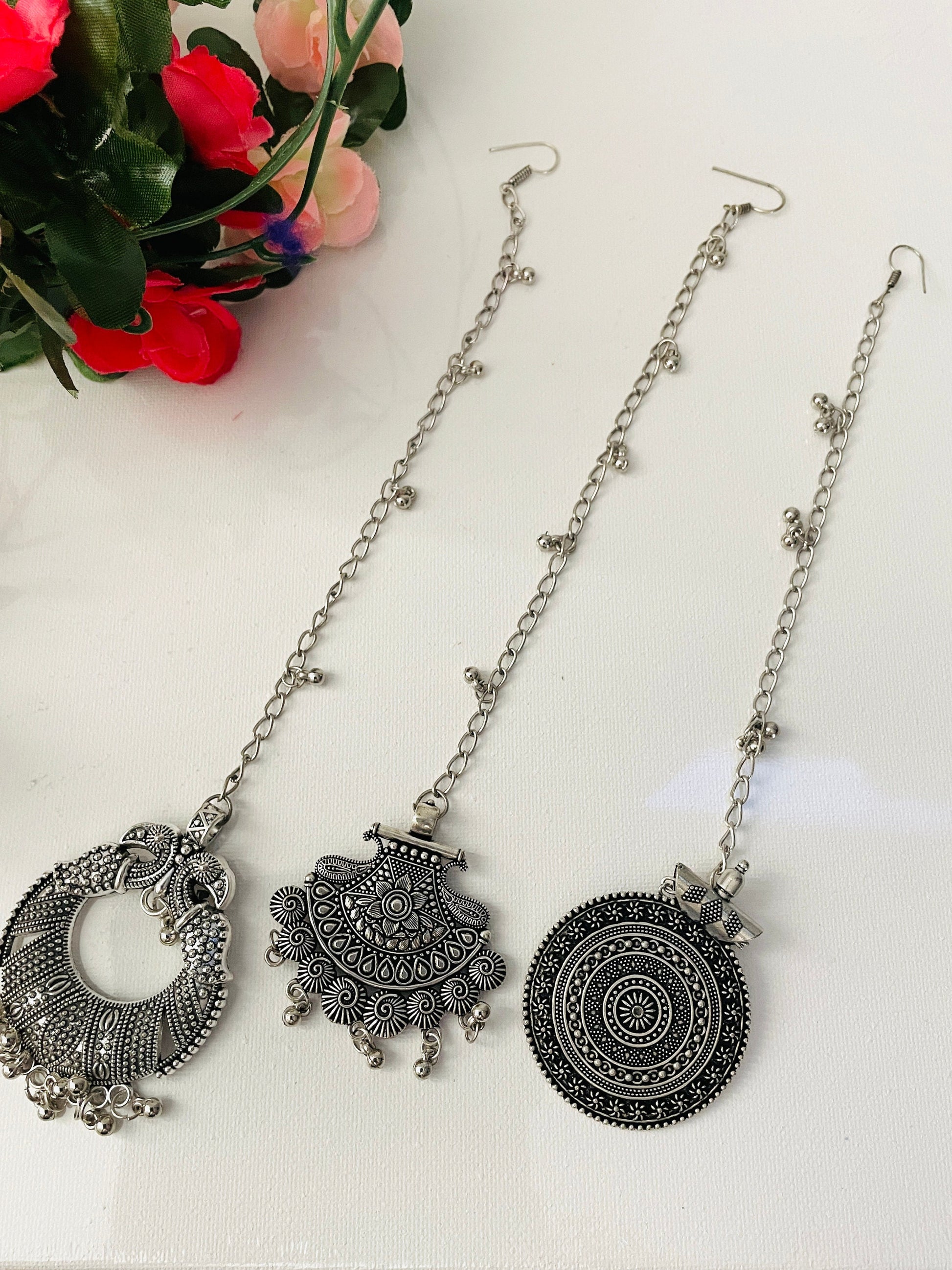 Oxidized Maang Tikka: Indian Head Jewelry with Ghungaroo