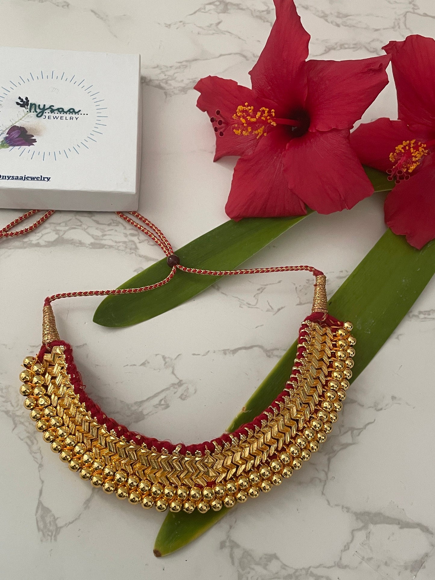 Mahalaxmi Vajratik Thushi Necklace: Micro Gold Plated Maharashtrian Bridal Jewelry