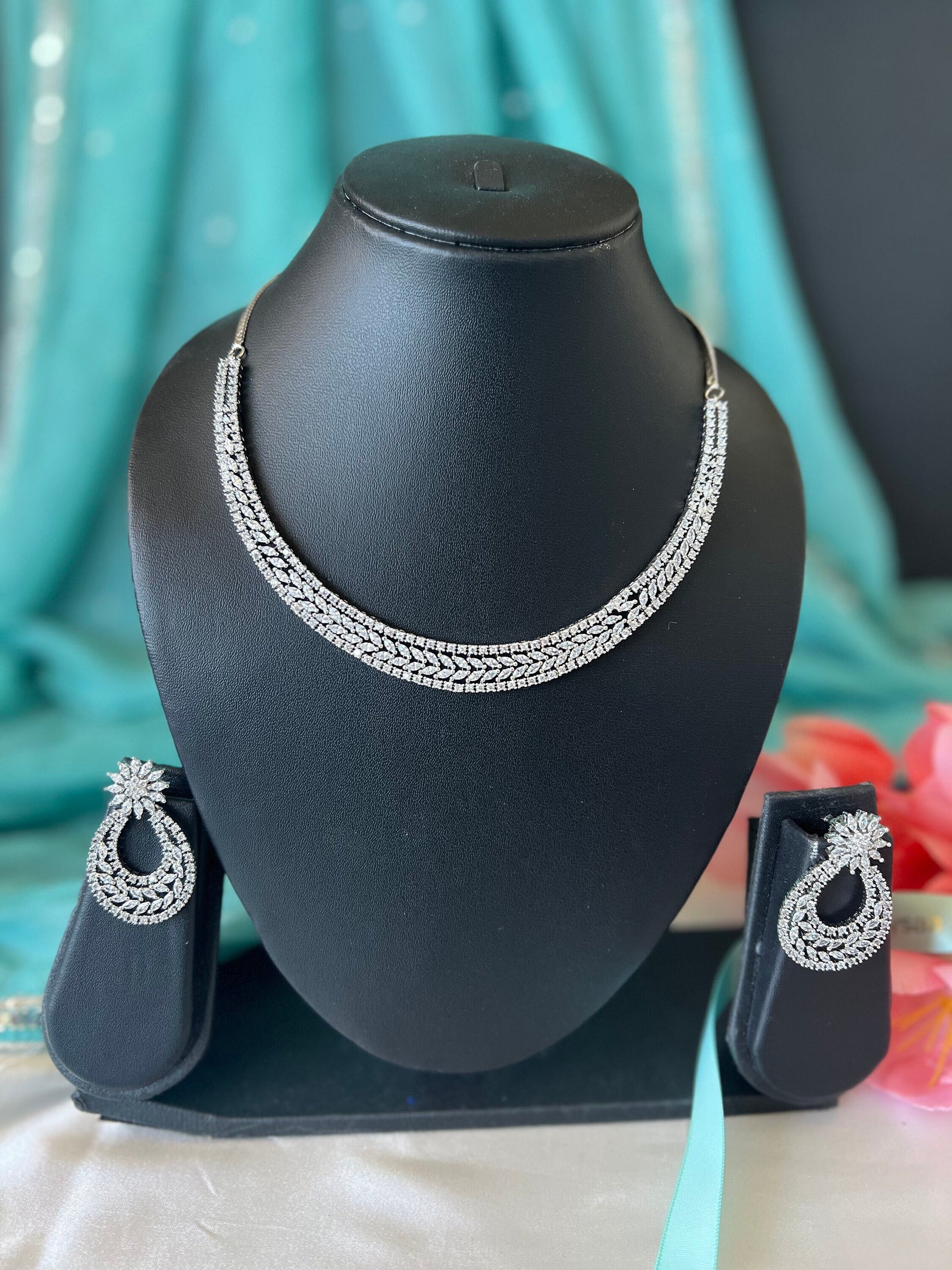 Cubic Zirconia Choker Necklace: Two-Tone Gold Plated Crystal