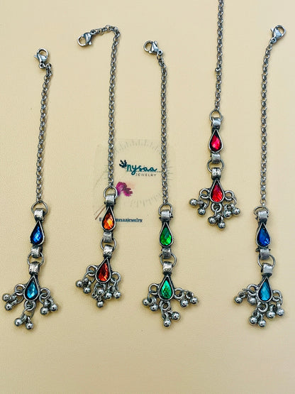Oxidized Maang Tikka: Multicolor Indian Head Jewelry