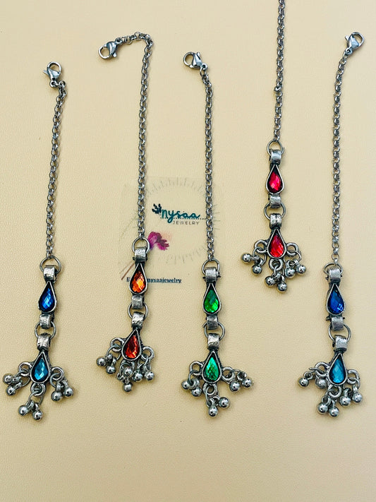 Oxidized Maang Tikka: Multicolor Indian Head Jewelry