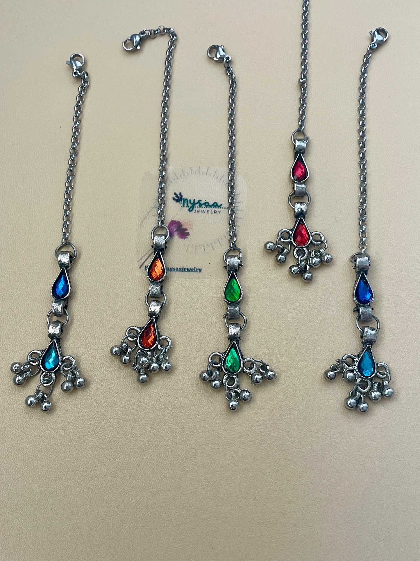 Oxidized Maang Tikka: Multicolor Indian Head Jewelry