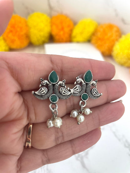 Oxidized Small Earrings: Lightweight Carved Design