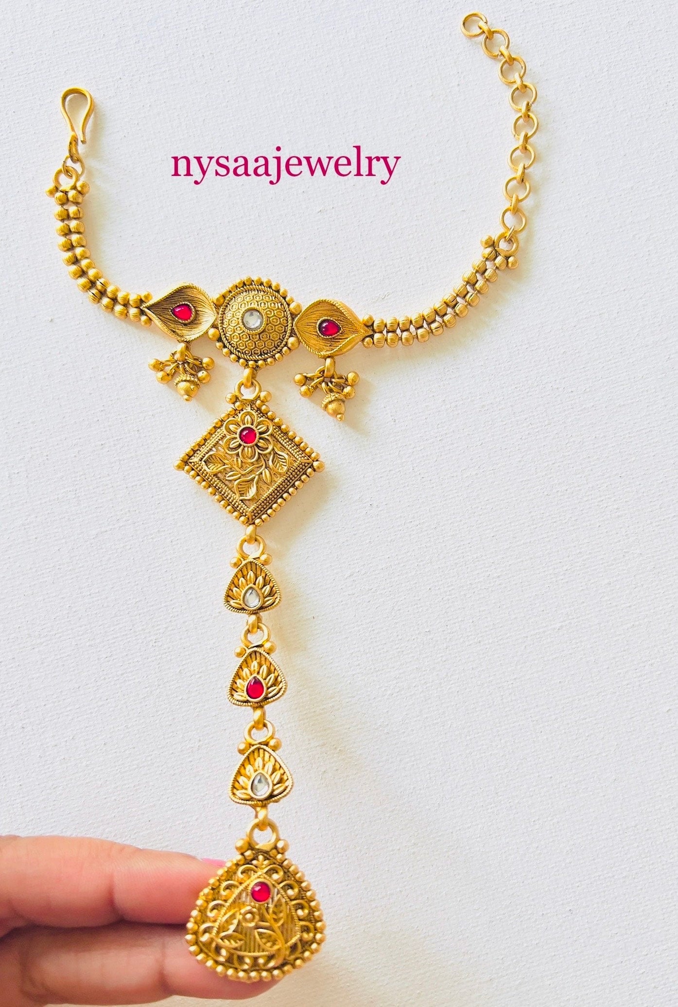 Indian Haath panja | Ring bracelet | Hath panja Pair | hathphool | Adjustable Ring | Gold Plated Jewelry