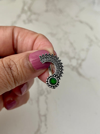 Oxidized Nose Pin: No Piercing Indian Nath, Marathi Jewelry