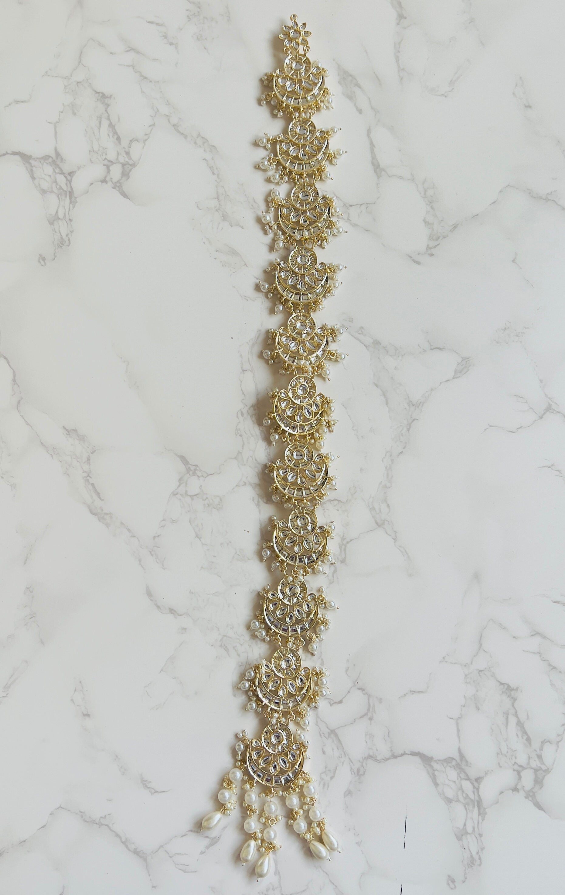 Kundan Stone Paranda: Gold-Plated Indian Braid Hair Accessory