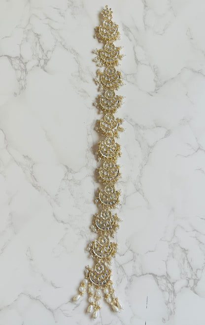 Kundan Stone Paranda: Gold-Plated Indian Braid Hair Accessory