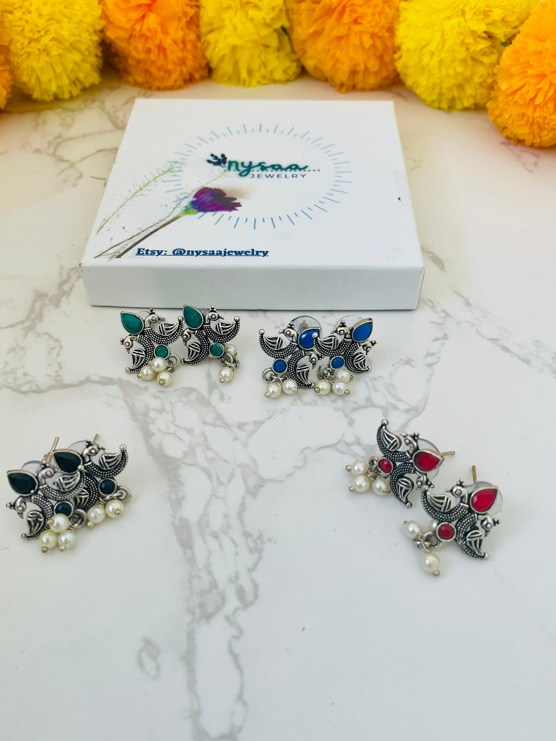 Oxidized Small Earrings: Lightweight Carved Design