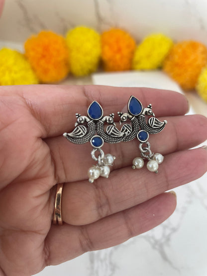 Oxidized Small Earrings: Lightweight Carved Design
