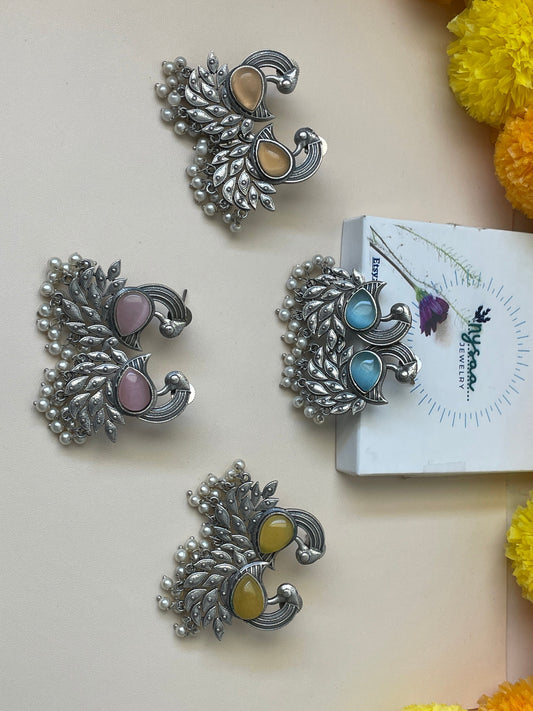 Oxidized Peacock Earrings: Colorful Statement Jewelry