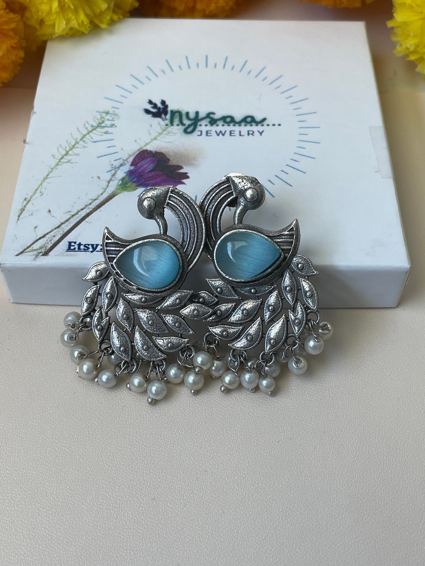 Oxidized Peacock Earrings: Colorful Statement Jewelry