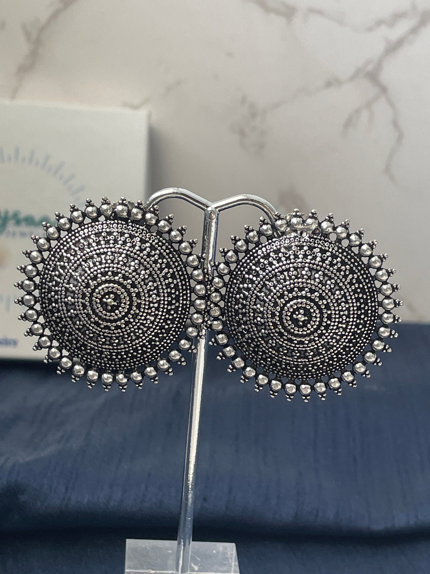 Oxidized Indian Stud Earrings: Lightweight Trendy Jewelry
