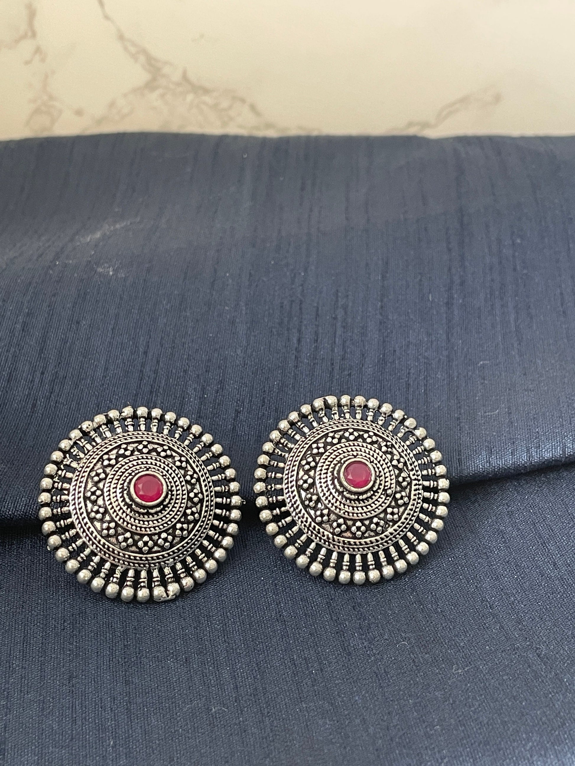 Oxidized Indian Stud Earrings: Lightweight Trendy Jewelry