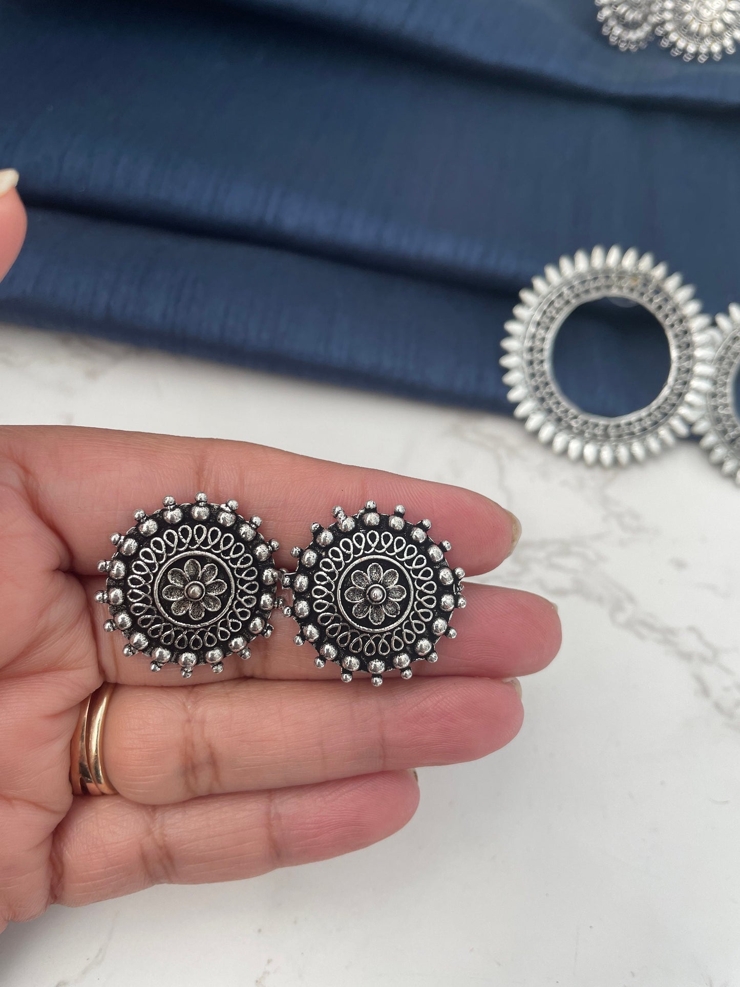 Oxidized Indian Stud Earrings: Lightweight Trendy Jewelry