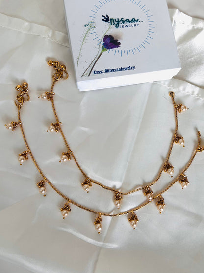 Nysaa gold plated multicolored beads anklet