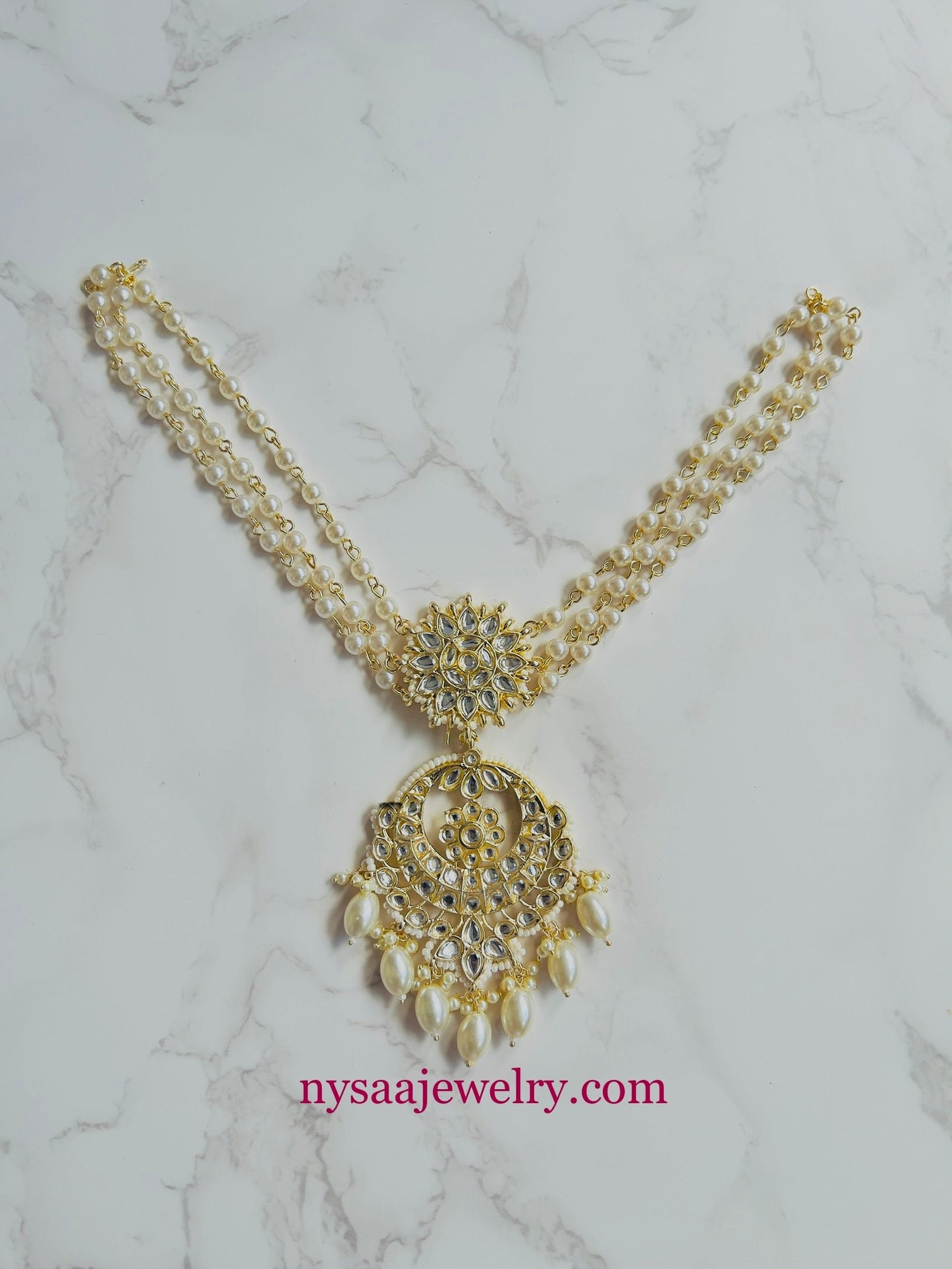 Kundan Stone Paranda: Gold-Plated Indian Braid Hair Accessory