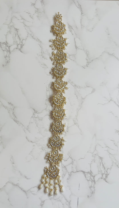 Kundan Stone Paranda: Gold-Plated Indian Braid Hair Accessory