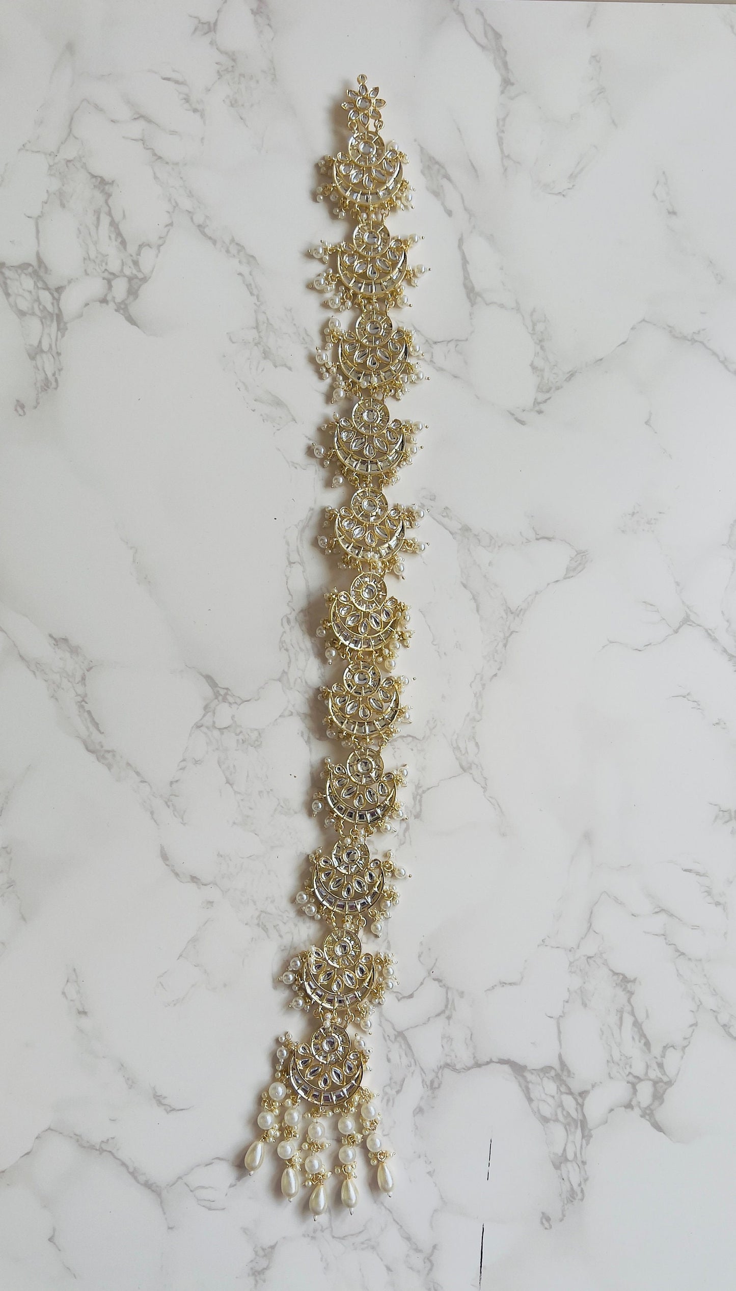 Kundan Stone Paranda: Gold-Plated Indian Braid Hair Accessory