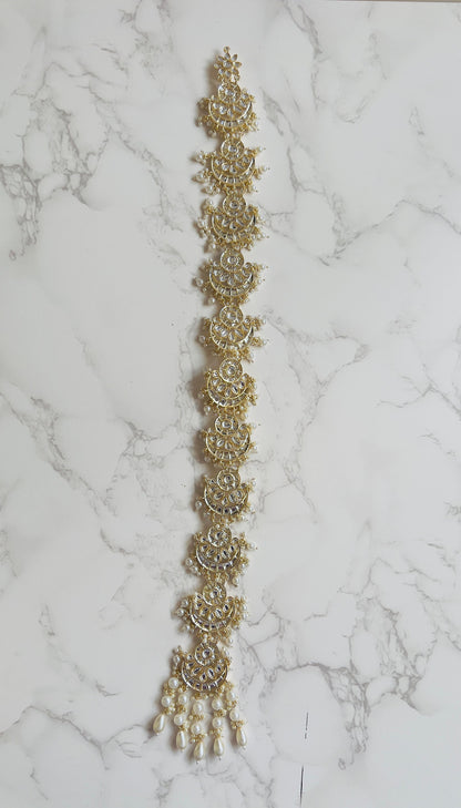 Kundan Stone Paranda: Gold-Plated Indian Braid Hair Accessory