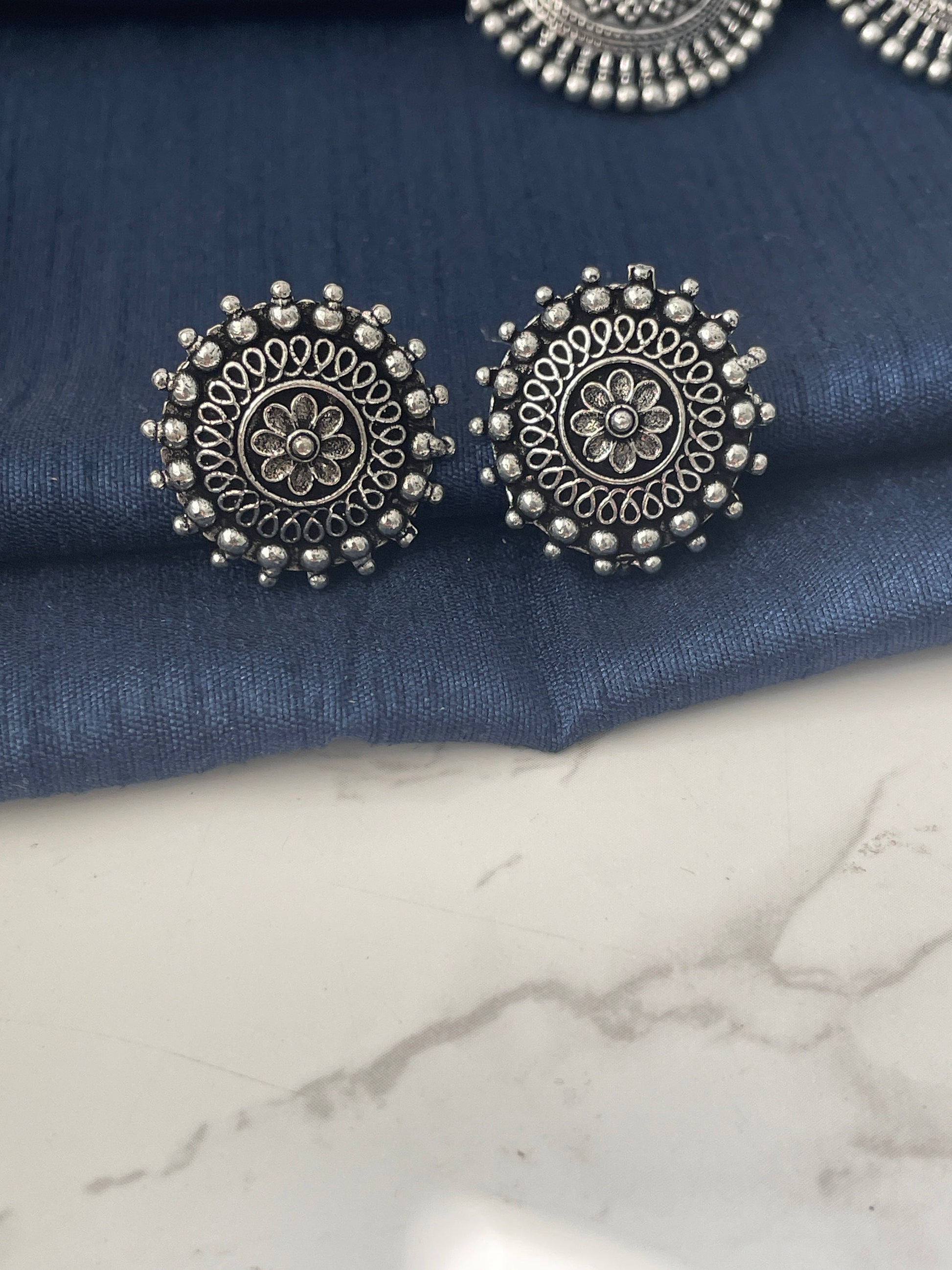 Oxidized Indian Stud Earrings: Lightweight Trendy Jewelry