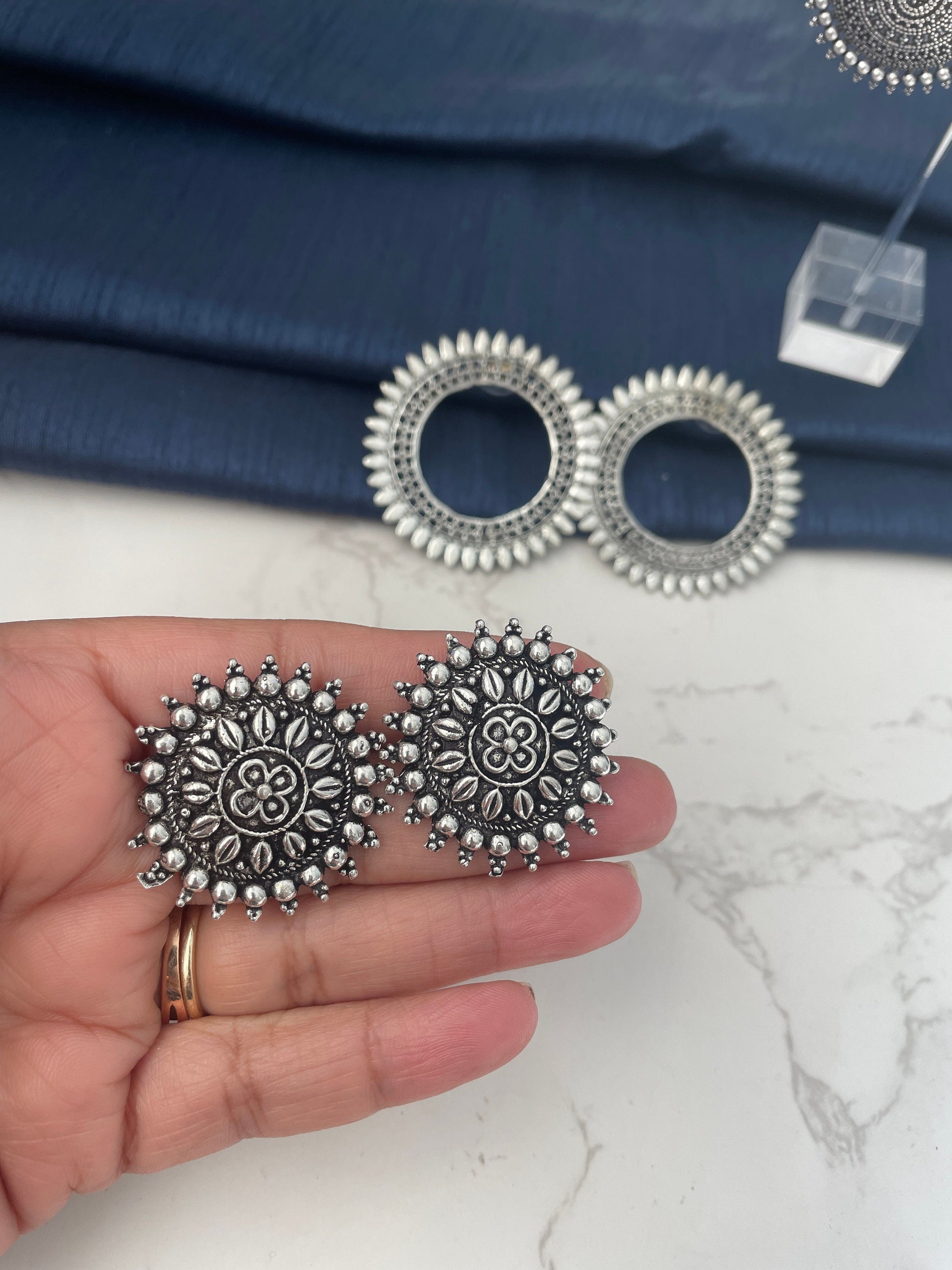 Oxidized Indian Stud Earrings: Lightweight Trendy Jewelry