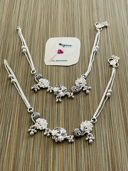 Oxidized Minakari Anklets: Silver Lookalike Bollywood Payal