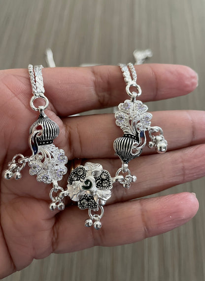 Oxidized Minakari Anklets: Silver Lookalike Bollywood Payal