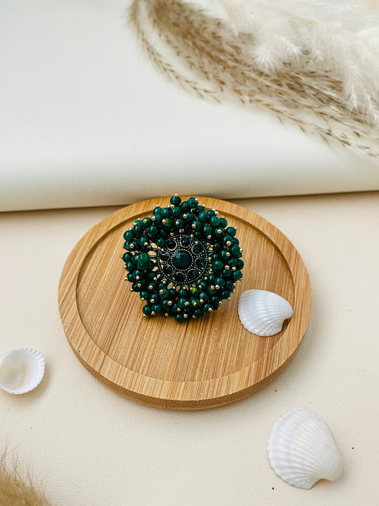 Oversized Pearl Cluster Ring: Gold Plated Bollywood Jewelry