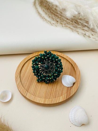 Oversized Pearl Cluster Ring: Gold Plated Bollywood Jewelry