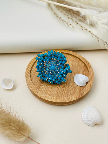 Oversized Pearl Cluster Ring: Gold Plated Bollywood Jewelry