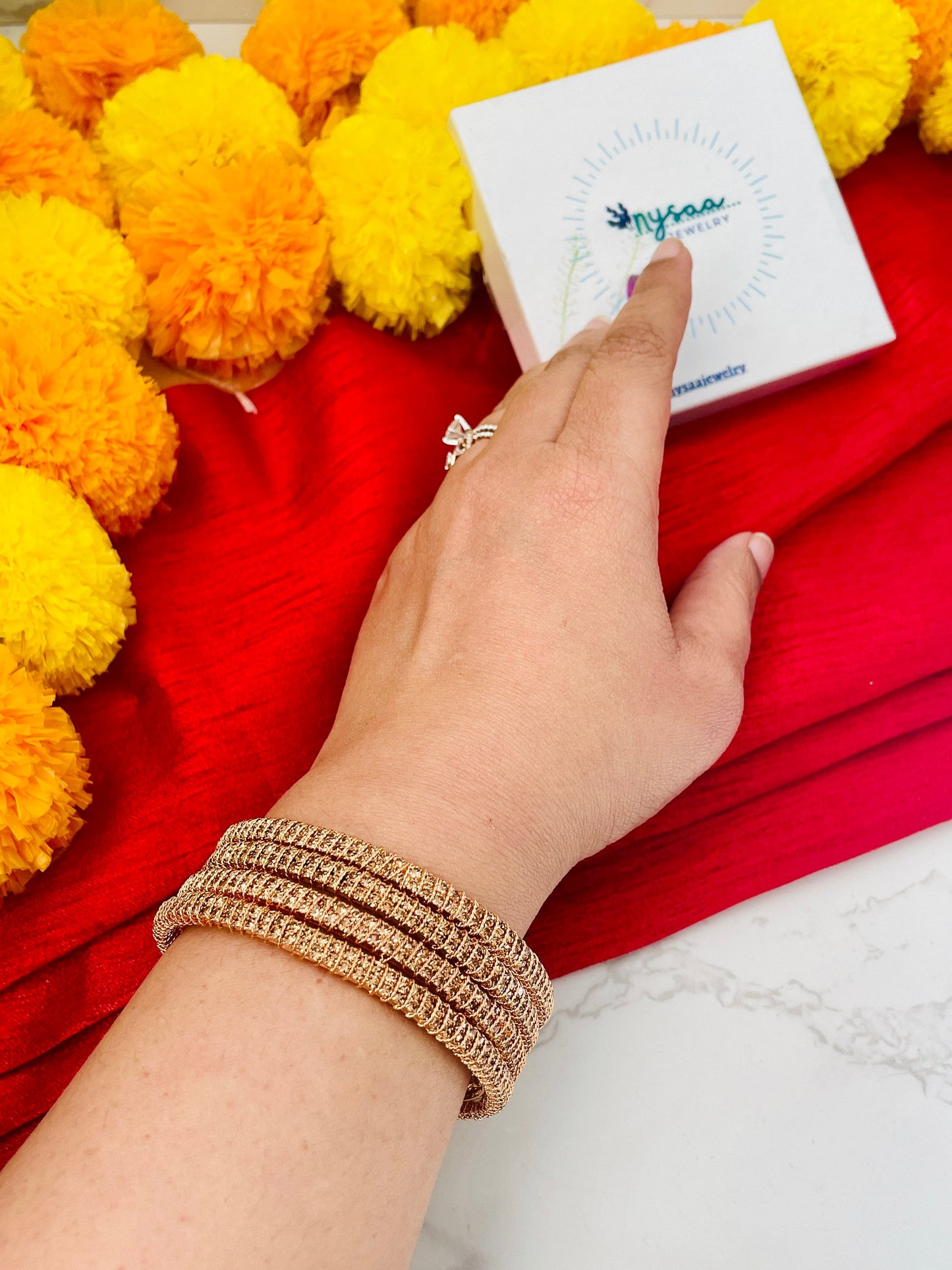 Gold plated stone bangles in Bronze color