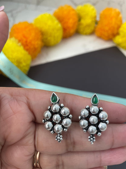 Kemp Stud Earrings: Silver Lookalike, Indian Oxidized Jewelry