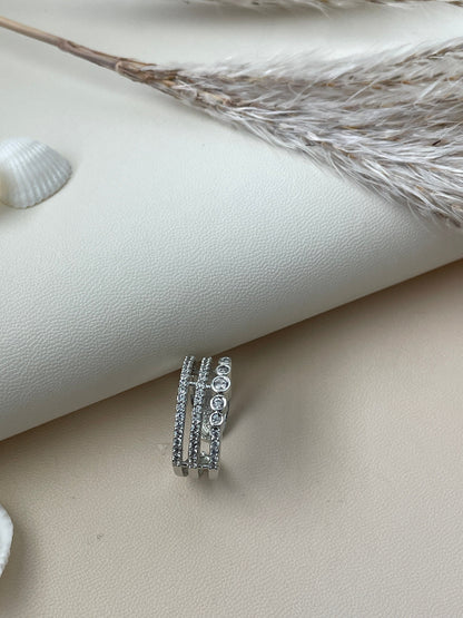 Indian cubic zirconia rhodium plated ring | Statement AD rings | Trendy party wear jewelry