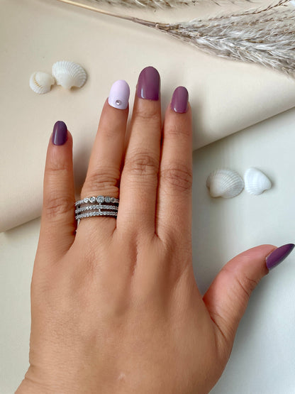 Indian cubic zirconia rhodium plated ring | Statement AD rings | Trendy party wear jewelry