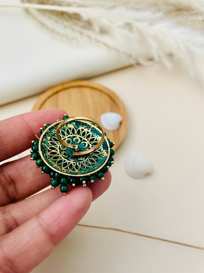 Oversized Pearl Cluster Ring: Gold Plated Bollywood Jewelry