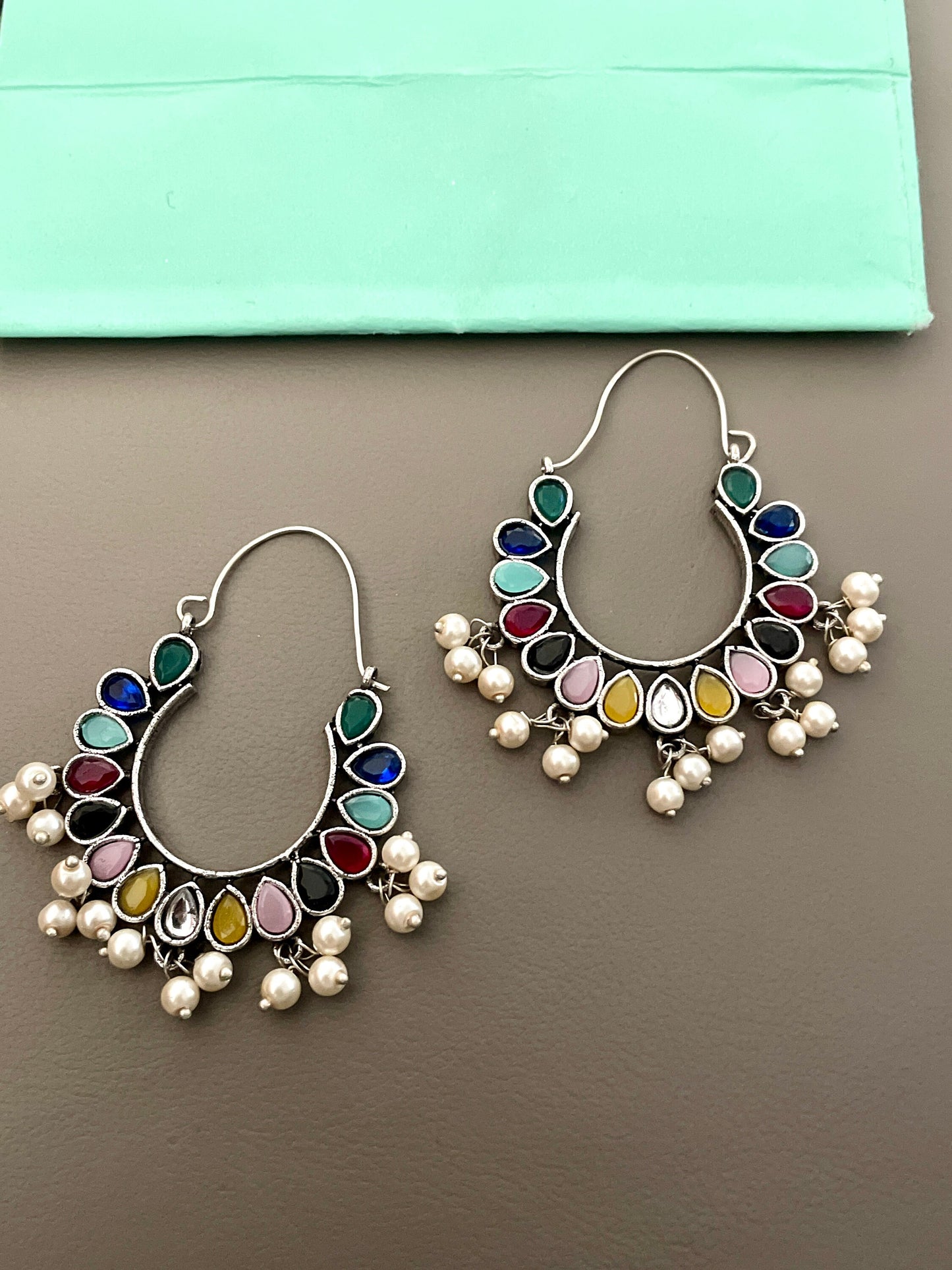 Multicolored Oxidised earrings