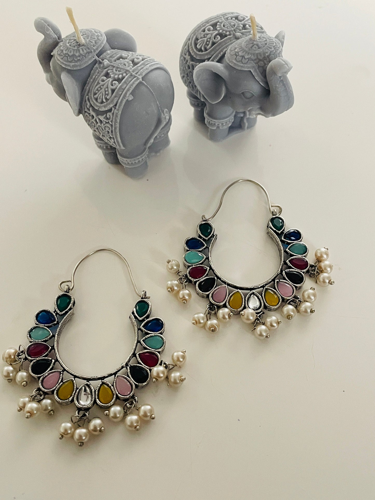 Multicolored Oxidised earrings