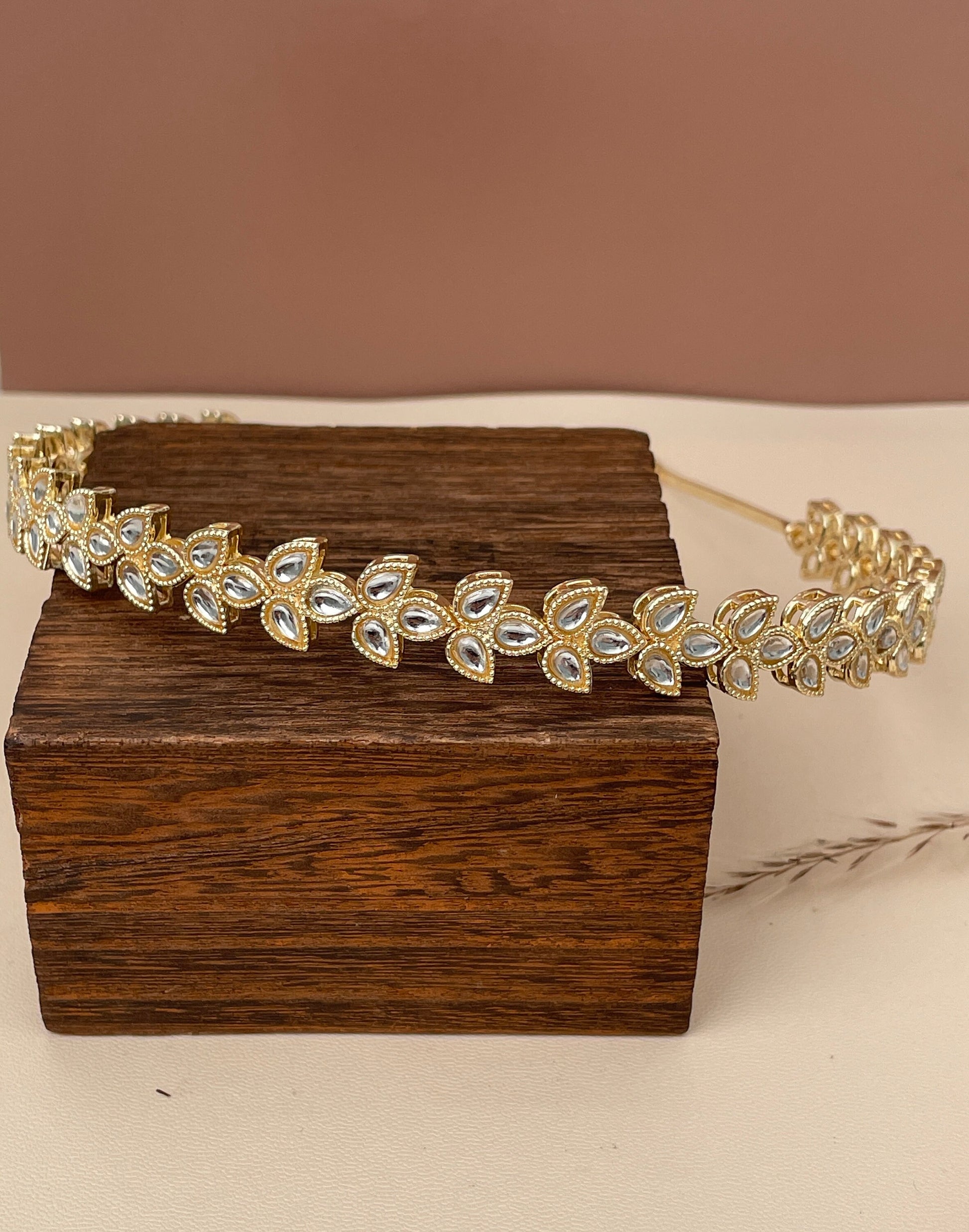 Kundan Bridal Hairband: Gold Plated Indian Jewelry