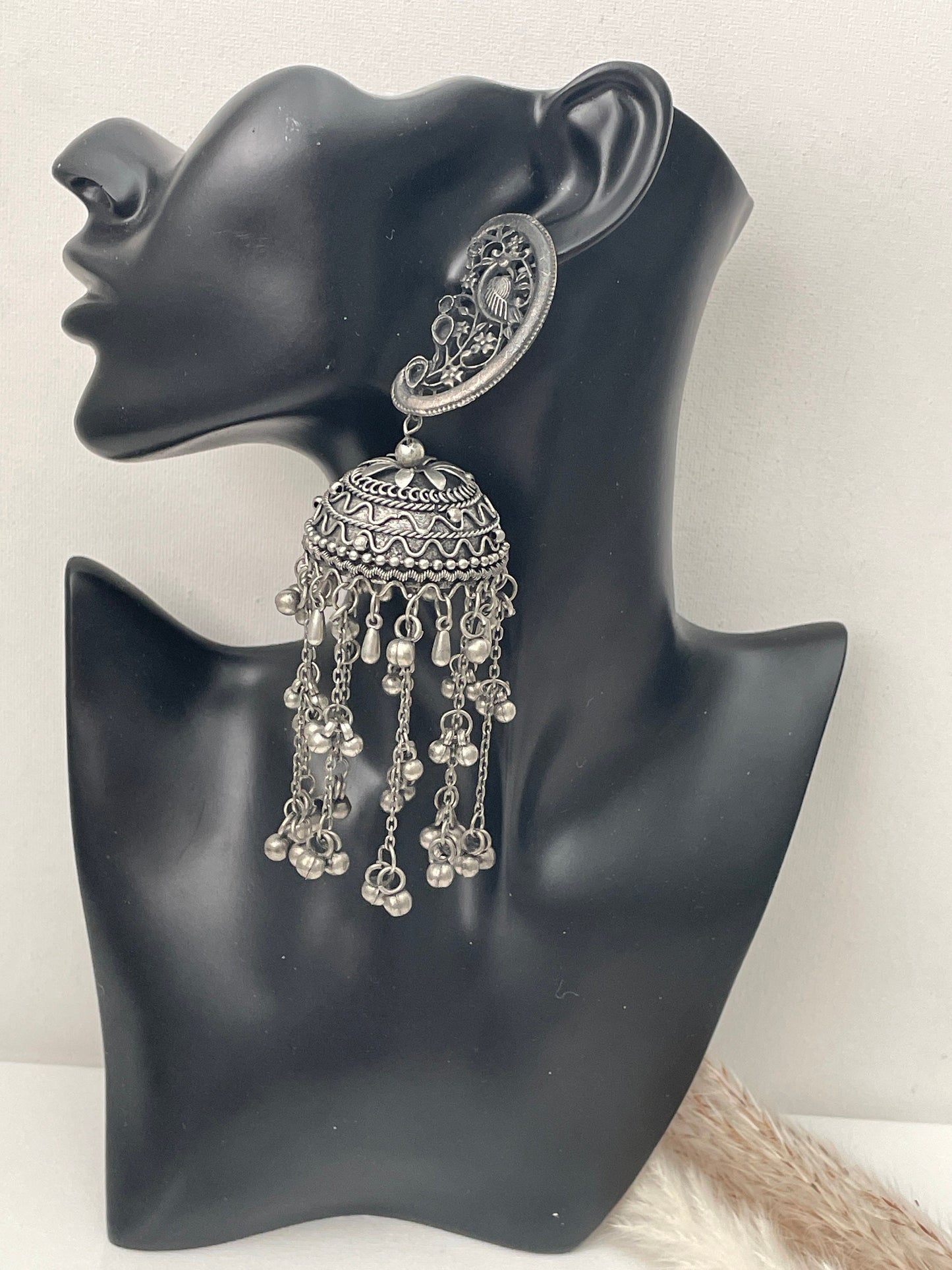 Oxidized Jhumka Earrings: Black Oversized Statement Jewelry