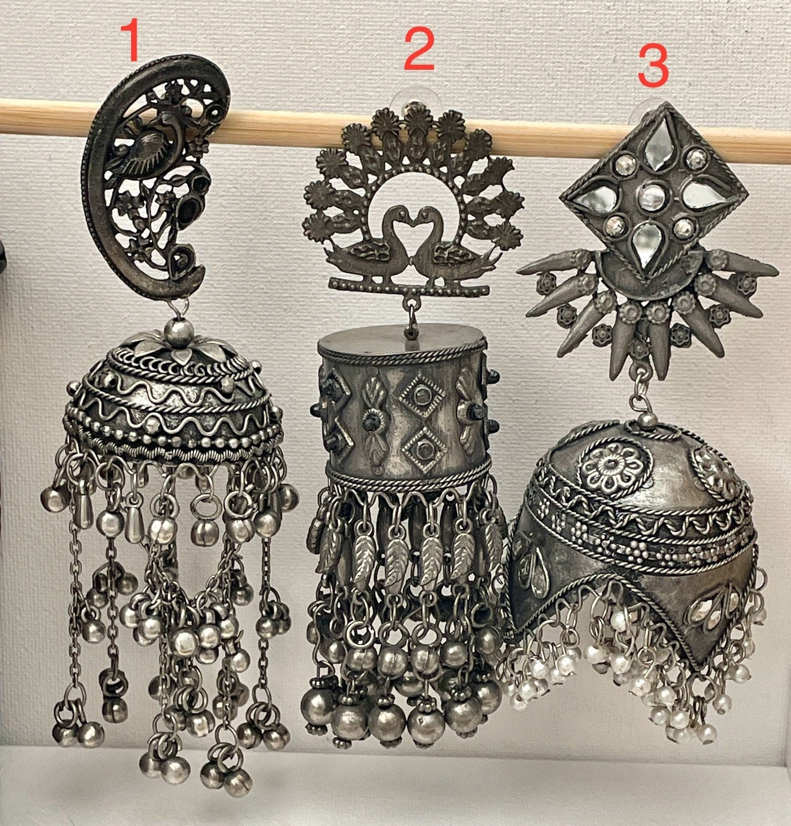 Big /oversized black Oxidised earrings for Navratri