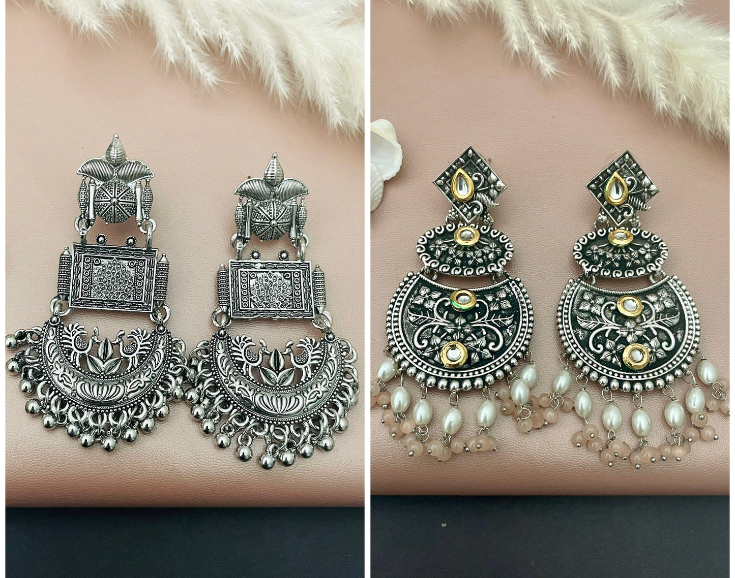 High quality Oxidised 3 tier earrings