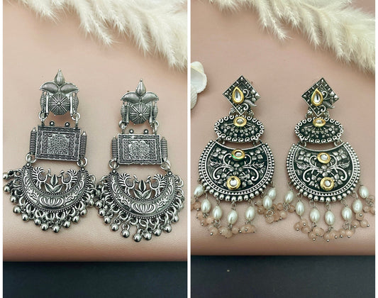 High quality Oxidised 3 tier earrings