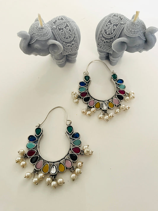 Multicolored Oxidised earrings