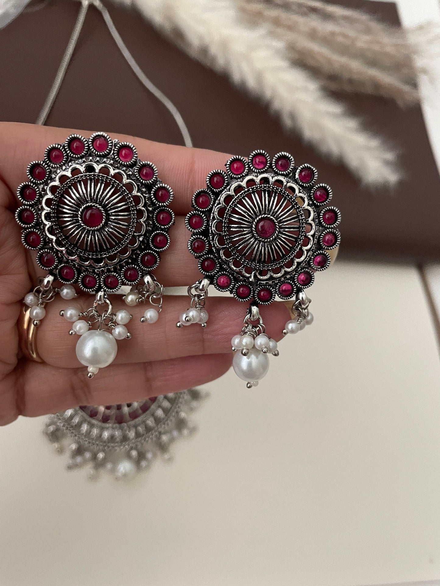 Oxidized Peacock Necklace Set: Kemp Stone Temple Jewelry